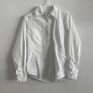 Soft Surroundings Button Down Shirt S White Pearl Buttons Romantic Victorian